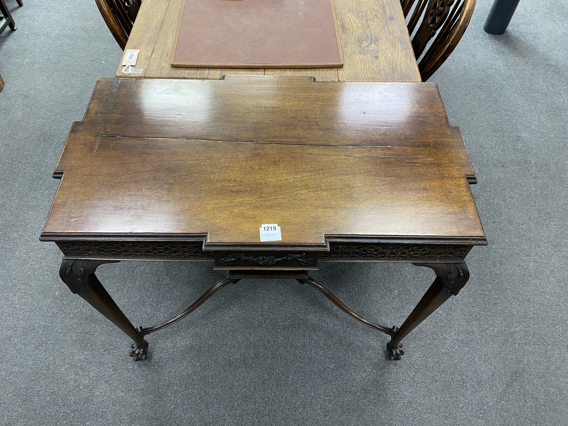 An Edwardian Chippendale revival mahogany centre table, width 90cm, depth 48cm, height 76cm